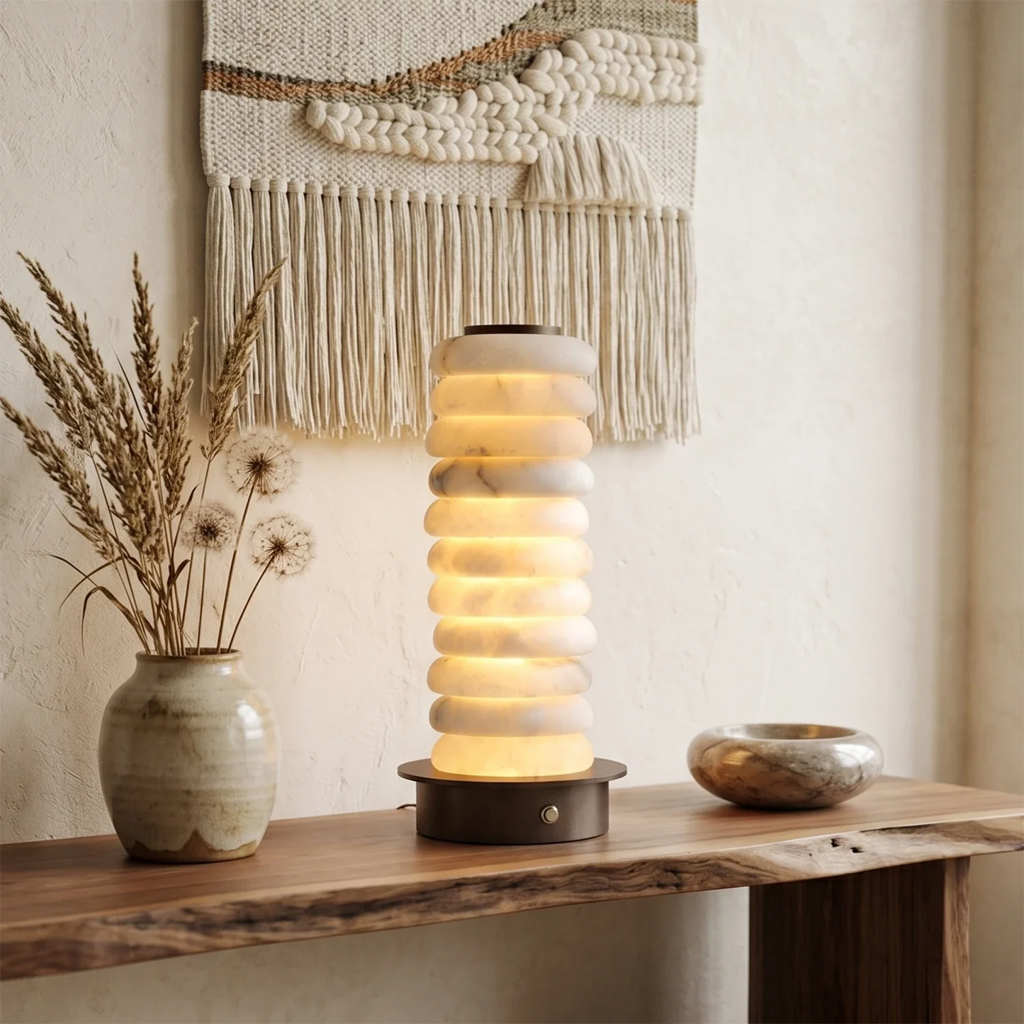 Multi-Tiered Alabaster Table Lamp