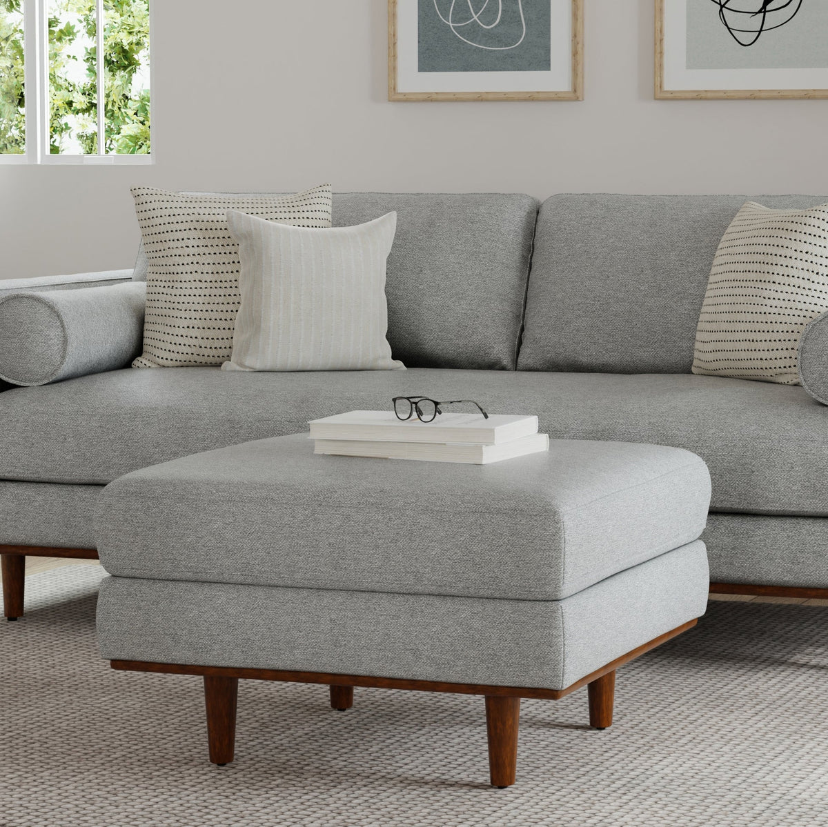 Morrison Ottoman in Mist