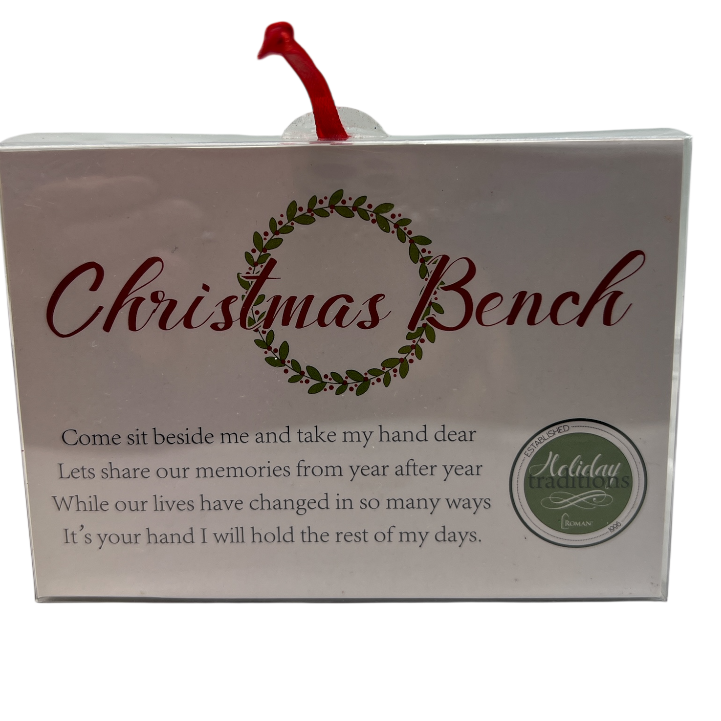 Christmas Bench Ornament with Wreath