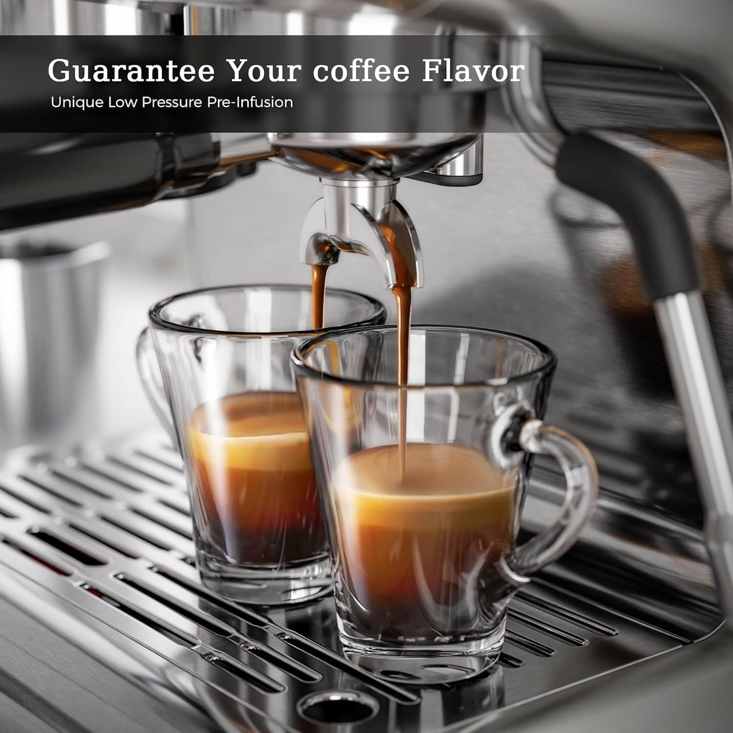 Espresso Machine ,Semi-Automatic Coffee Maker with Bean Grinder and Milk Frother Steam Wand CM8050