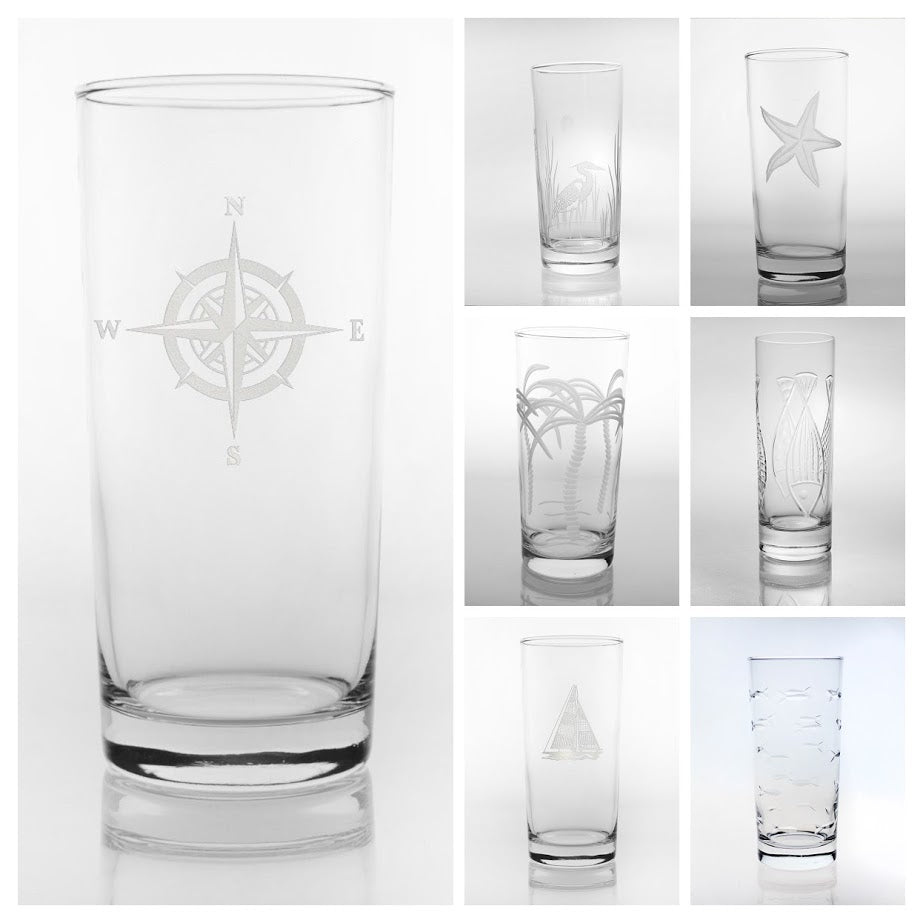 Etched Highball Glass- 5 Styles