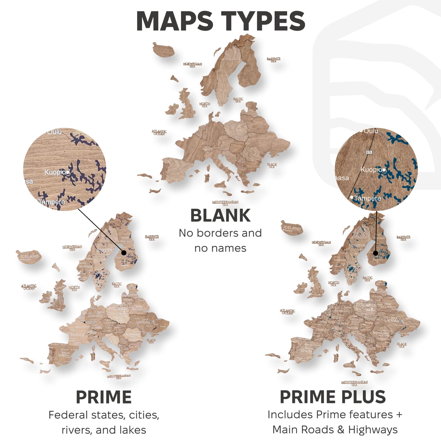 3D Europe Wooden Map Terra