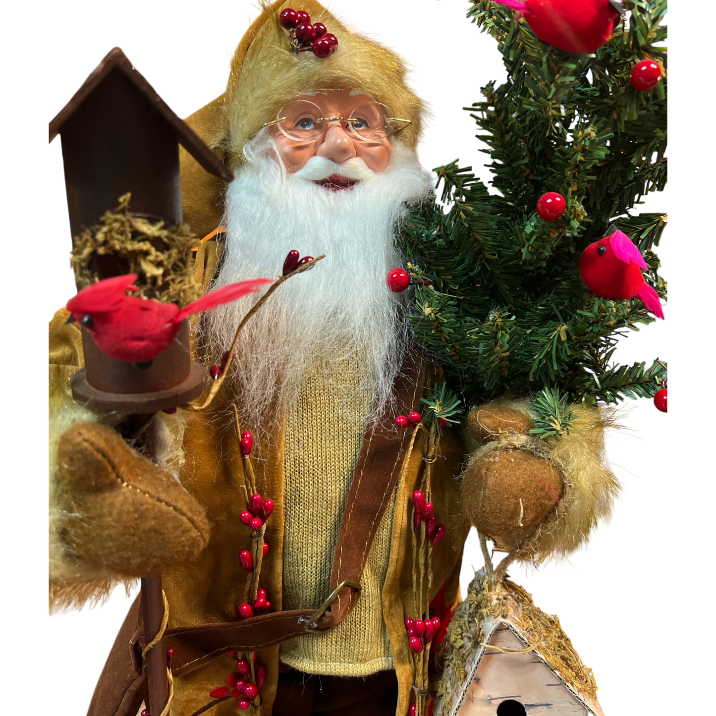 Cardinal and Berries Santa - 20"