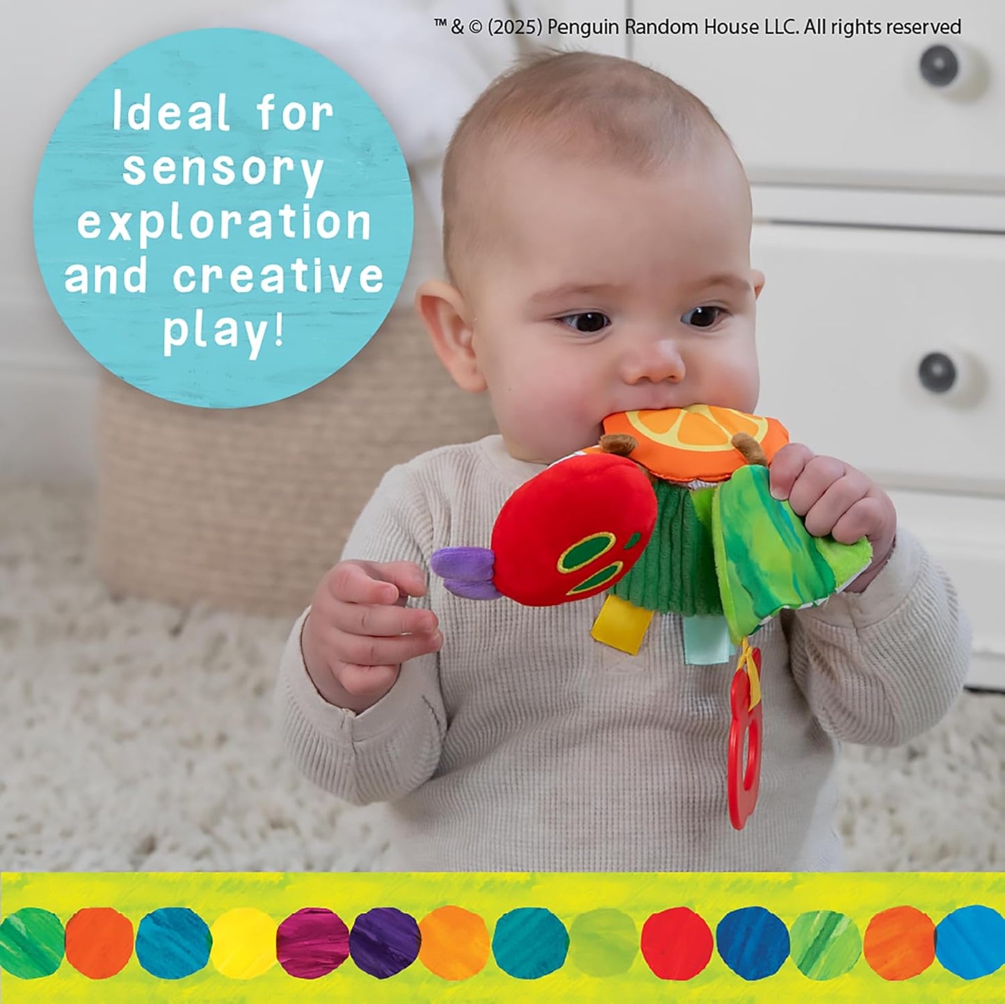 Eric Carle - The Very Hungry Caterpillar Sensory Toy with Crinkle Orange Slice and Teether Ring