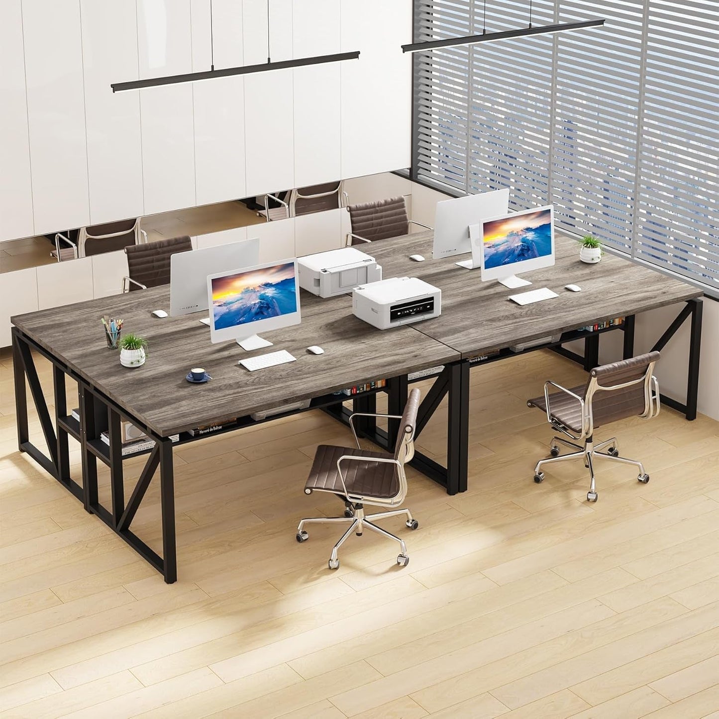 Executive Office Computer Desk and Mobile File Cabinet