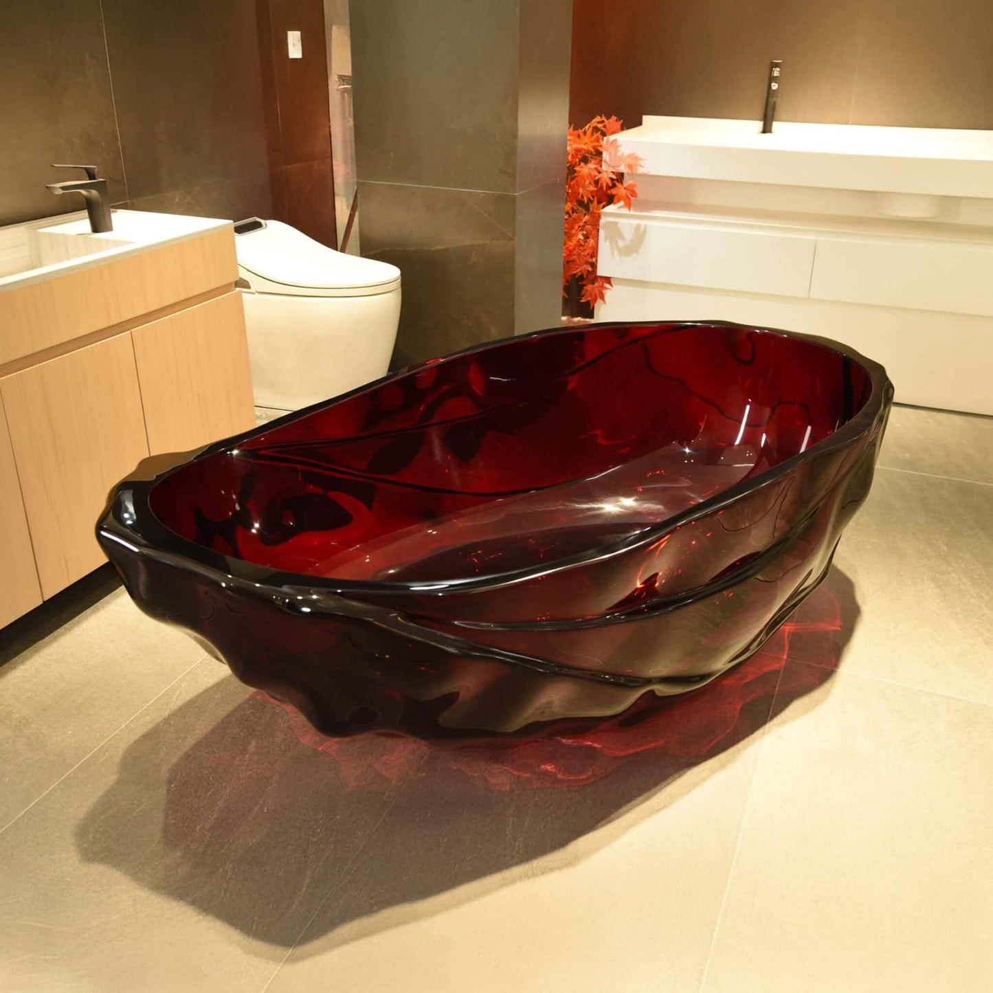 Extra Large 67" Modern Freestanding Oval Resin Soaking Bathtub (SAK14326)