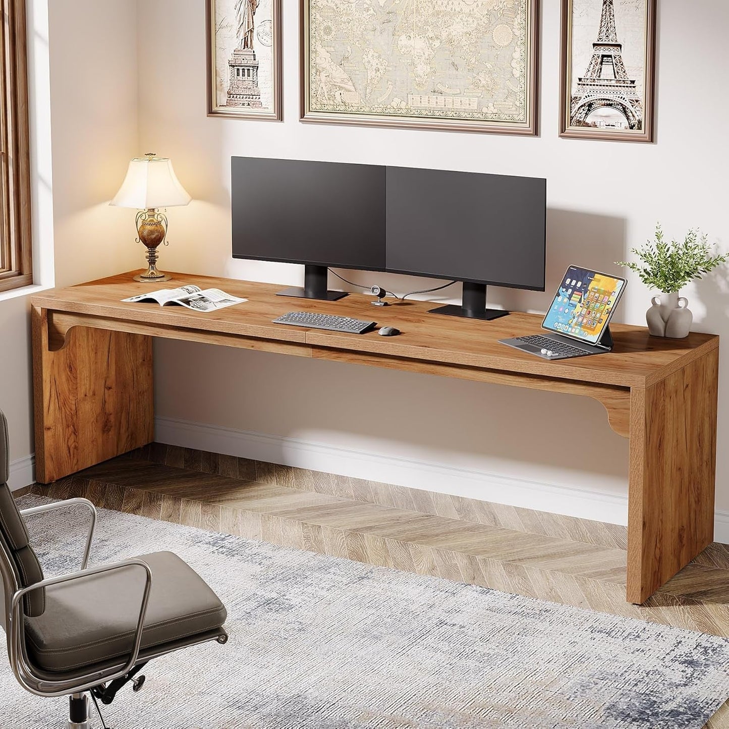 Extra Long Wooden Computer Desk for Home Office