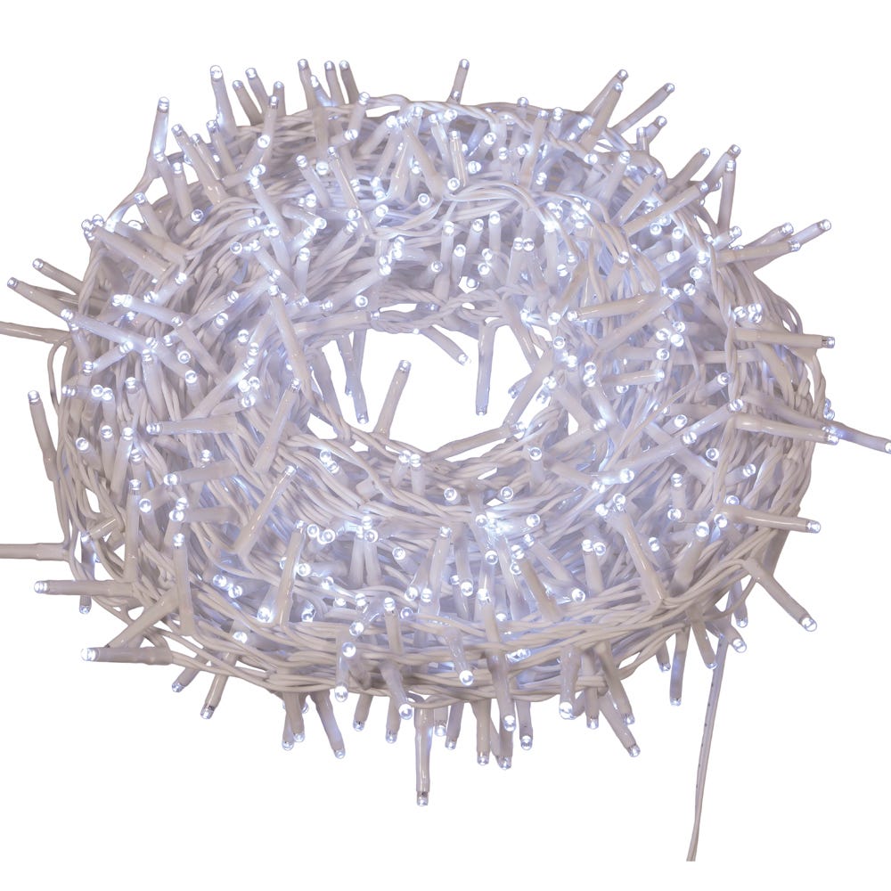 600-Light Cool White LED White Wire Rice Light Garland