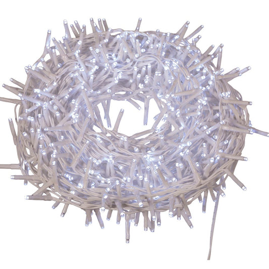 600-Light Cool White LED White Wire Rice Light Garland