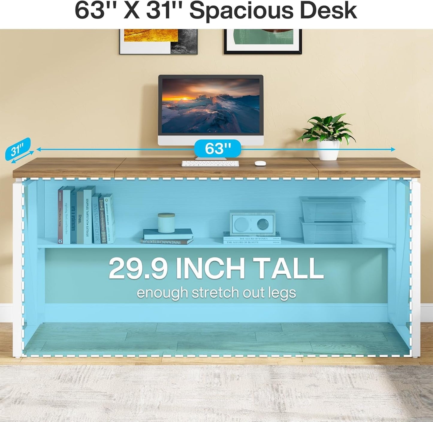 L Shaped Desk Walnut Sixty Three Inch Executive Desk