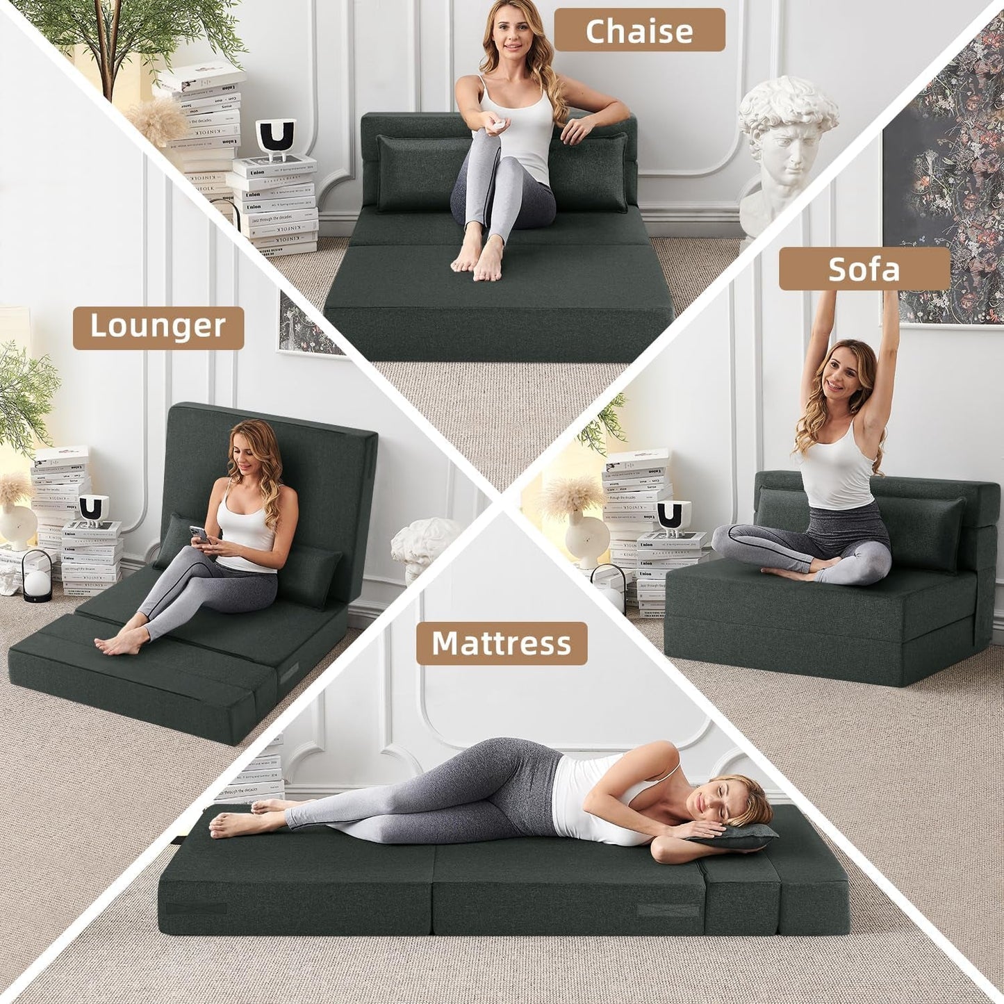 Dark Gray Standard Size Multifunctional Convertible Sofa
