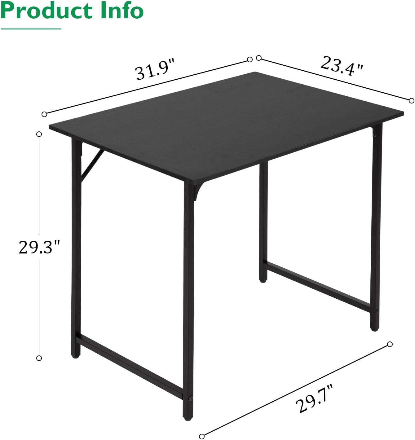 Black 32 Inch Desk And Chair Set For Home Office Use