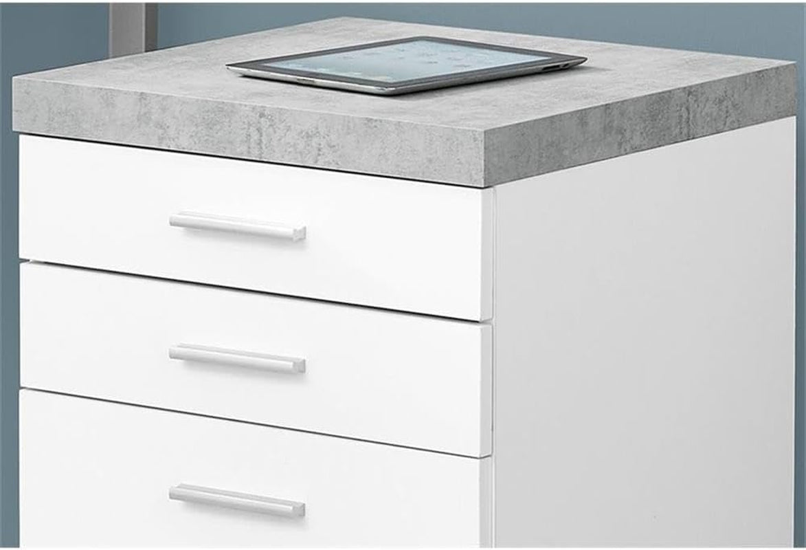File Cabinet Rolling Casters Grey White Laminate 3 Drawers