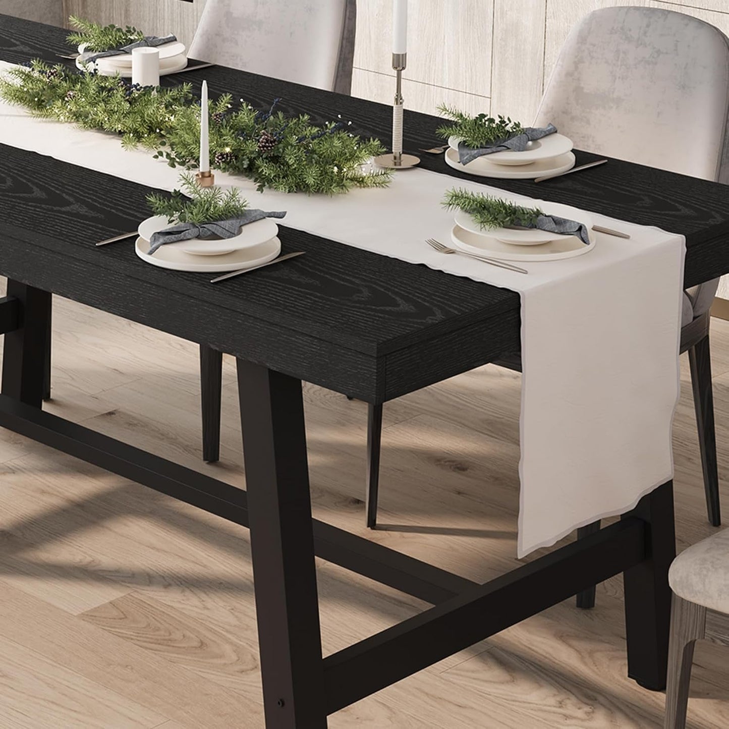 Industrial Wooden Dining Table 70 Inch Long Seats Six To Eight With Steel Frame