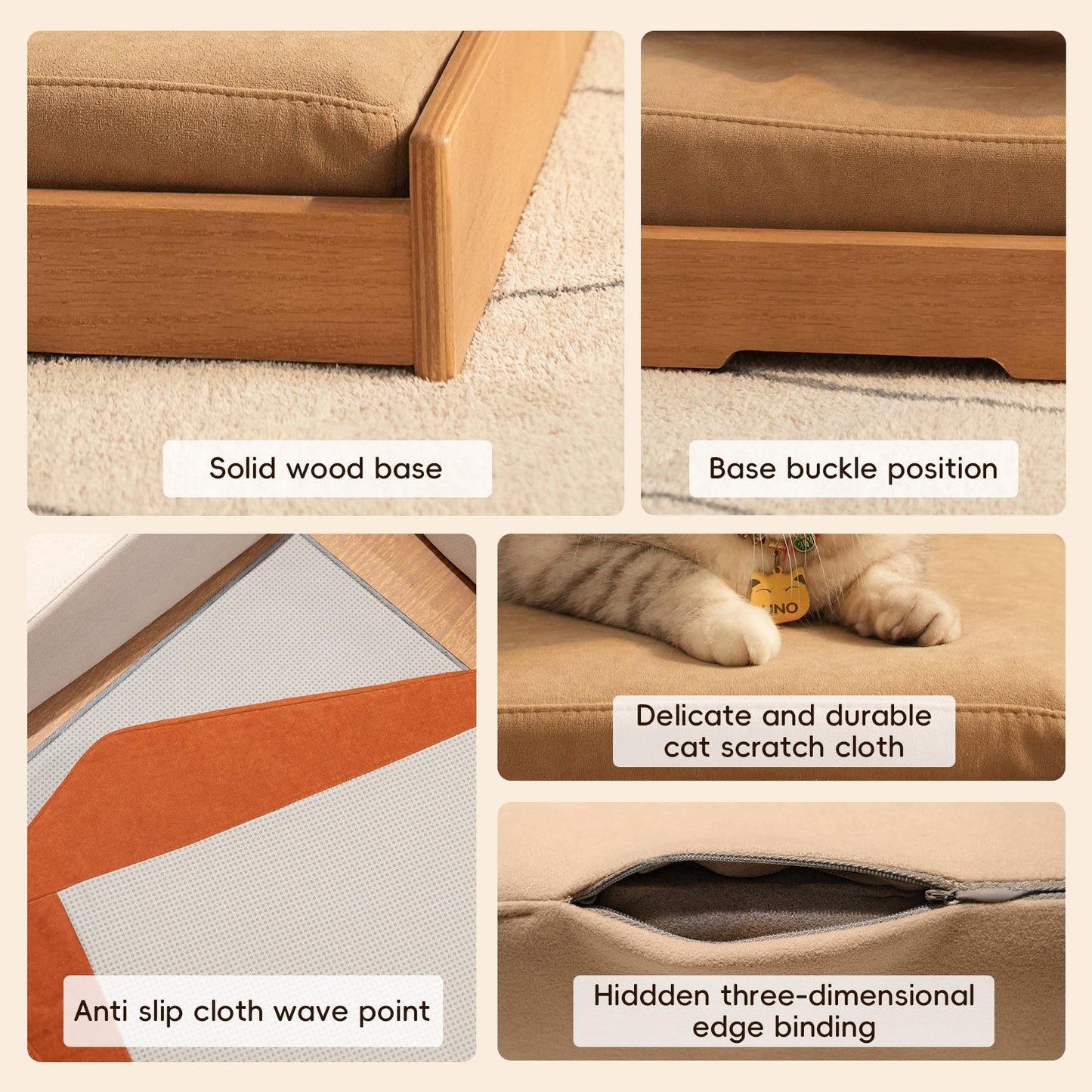 Modern Wooden Pet Bed for Cats & Dogs
