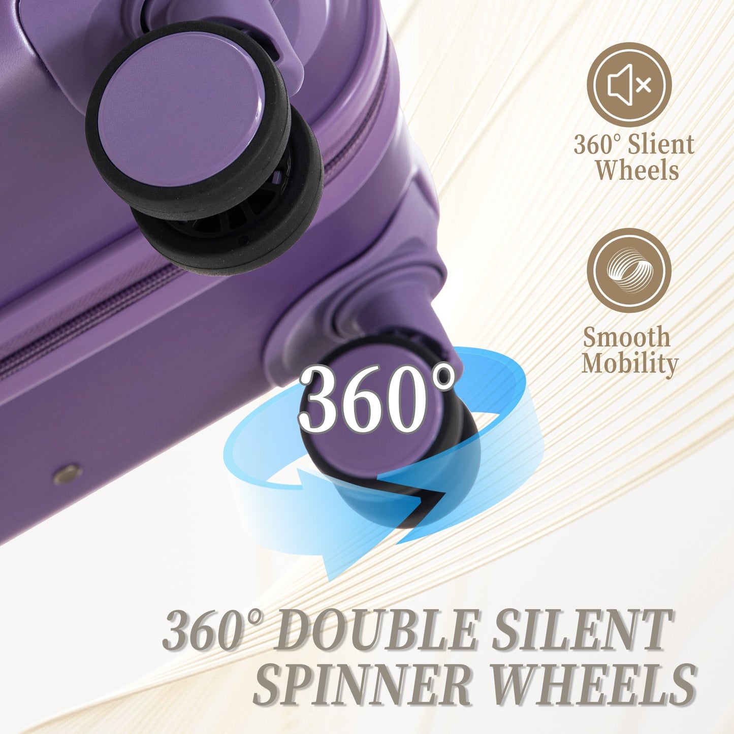 HIFINE Tourist 3-Piece ABS Spinner Wheel Luggage Set (Purple)