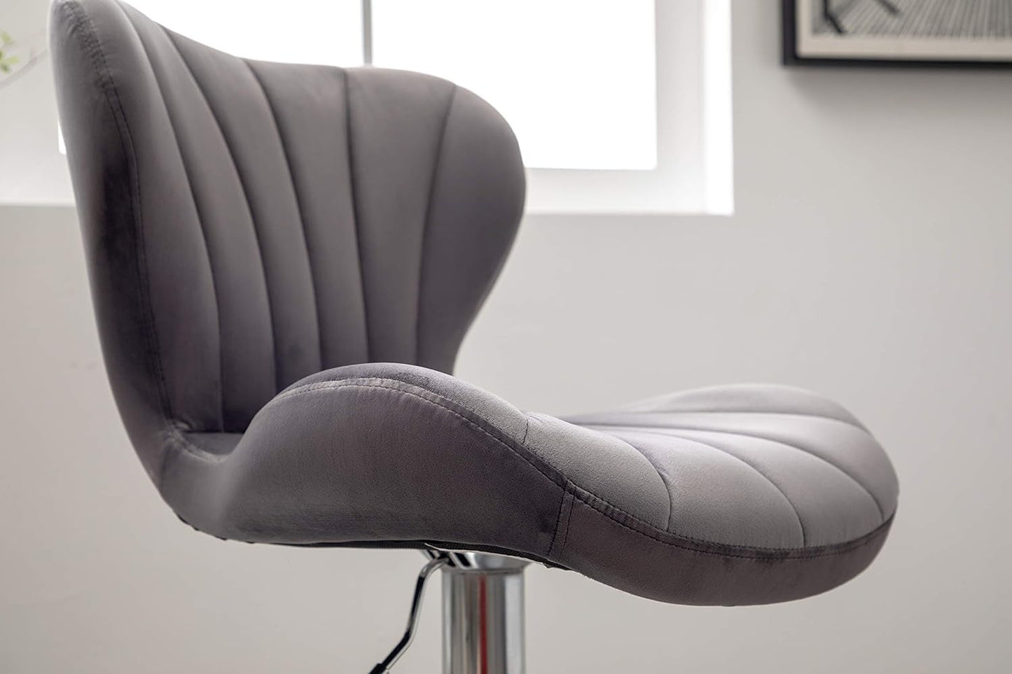 Velvet Adjustable Swivel Barstools Gray Set of Two