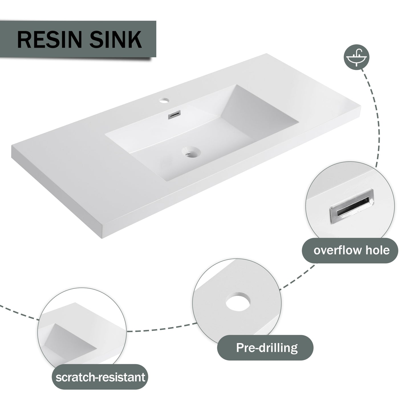 48" Freestanding Bathroom Vanity with Resin Sink