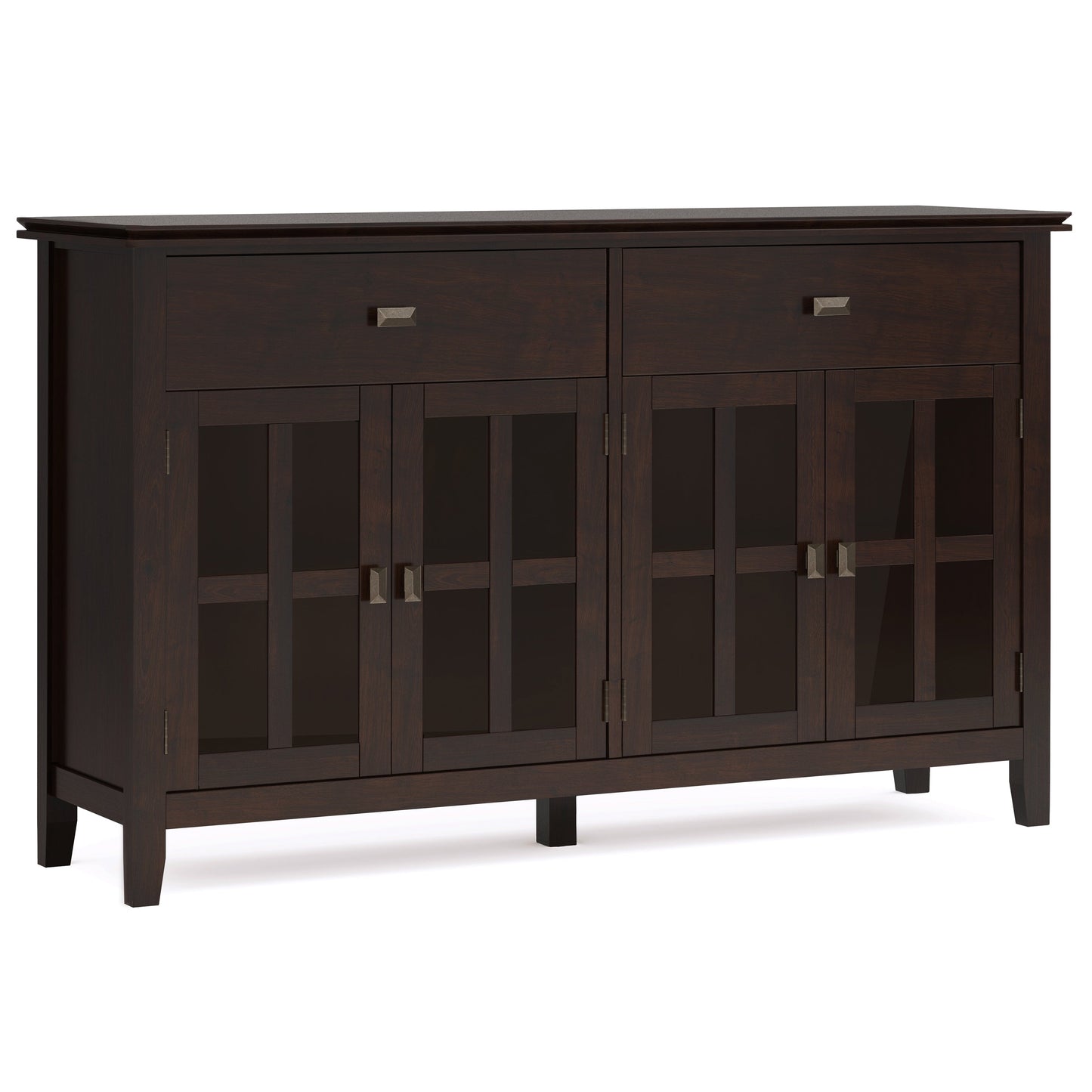 Artisan Solid Wood Large 4 Door Sideboard Buffet in Dark Chestnut