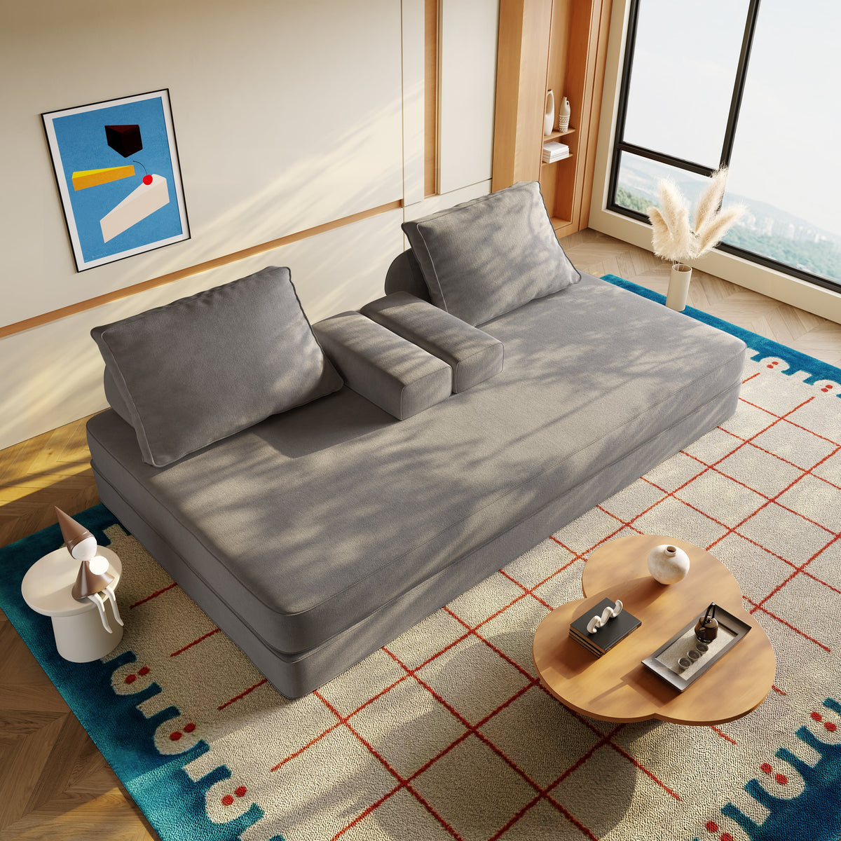 86.6" Multifunctional Convertible Sofa Bed