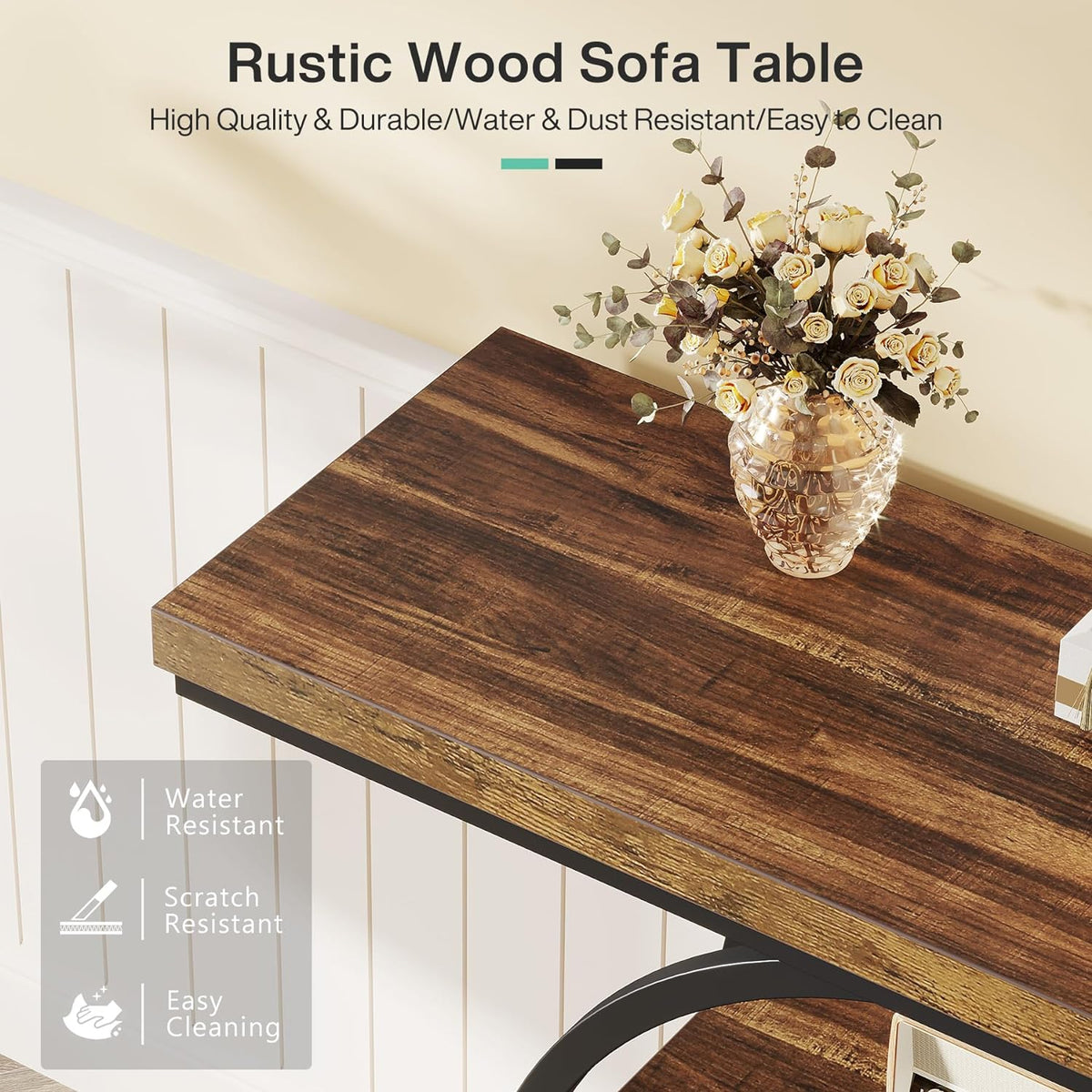 41.3" Industrial Console Table - 4-Tier Rustic Design