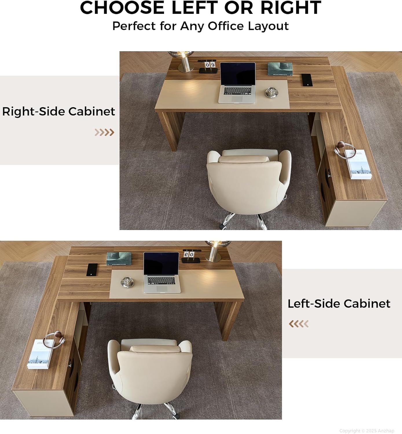 79 Inch L Shaped Desk Lockable Drawers Privacy Panel