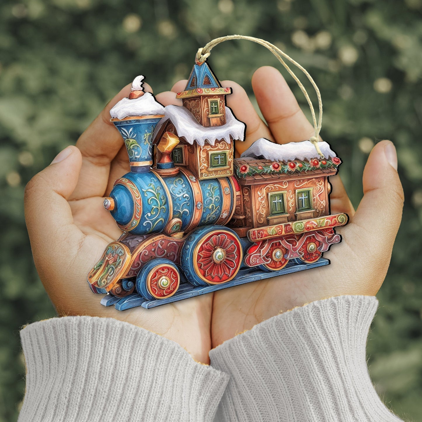 Christmas Train Wooden Ornaments Set of 3 by G. Debrekht - Christmas Decor - 8100198S3