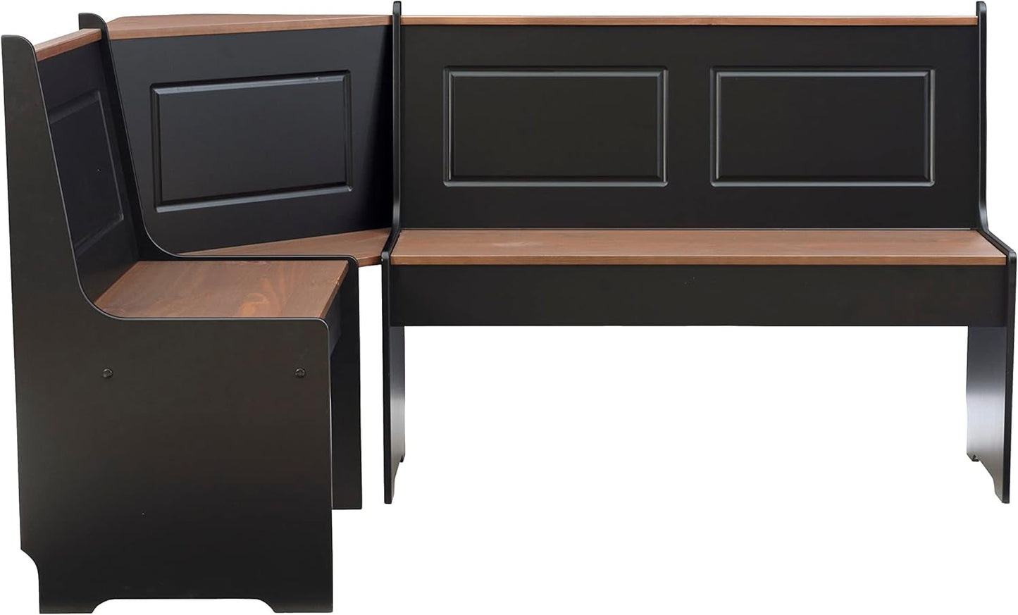 Black Pecan Five Seat Dining Set With Storage Benches