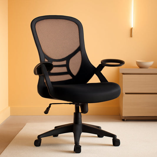 Porter High Back Black Mesh Ergonomic Office Chair With Flip Up Arms