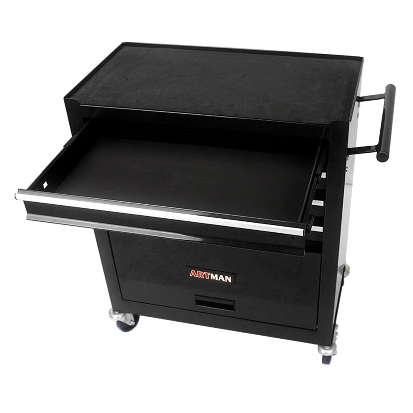 4 DRAWERS MULTIFUNCTIONAL TOOL CART WITH WHEELS-BLACK