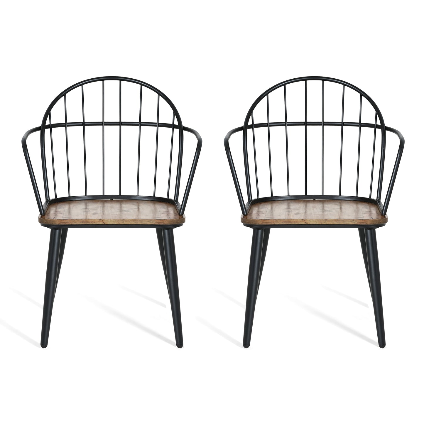 Indoor Dining Chair With Metal Legs (Set of 2), Light Birch