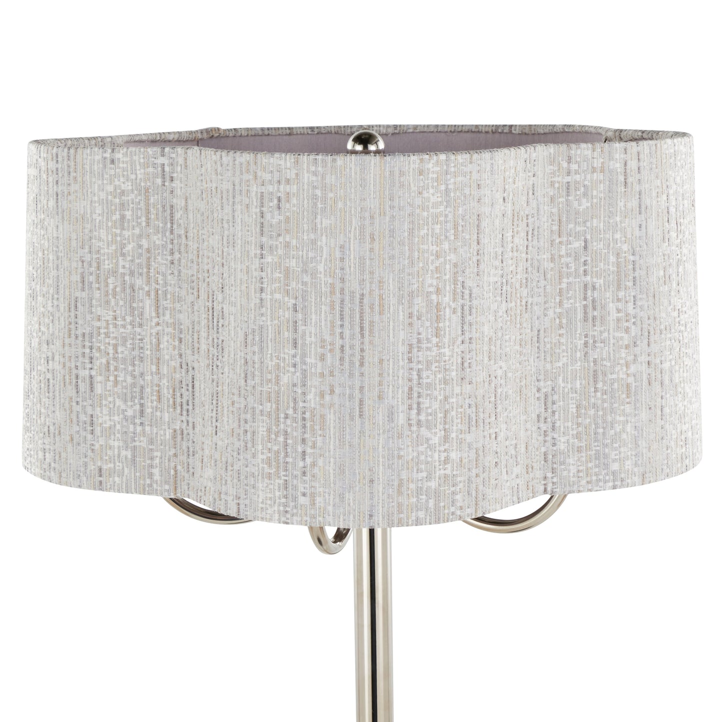Lily 30' Contemporary Metal Table Lamp in Polished Nickel with Grey Linen Hardback Shade from Grandview Gallery by LumiSource