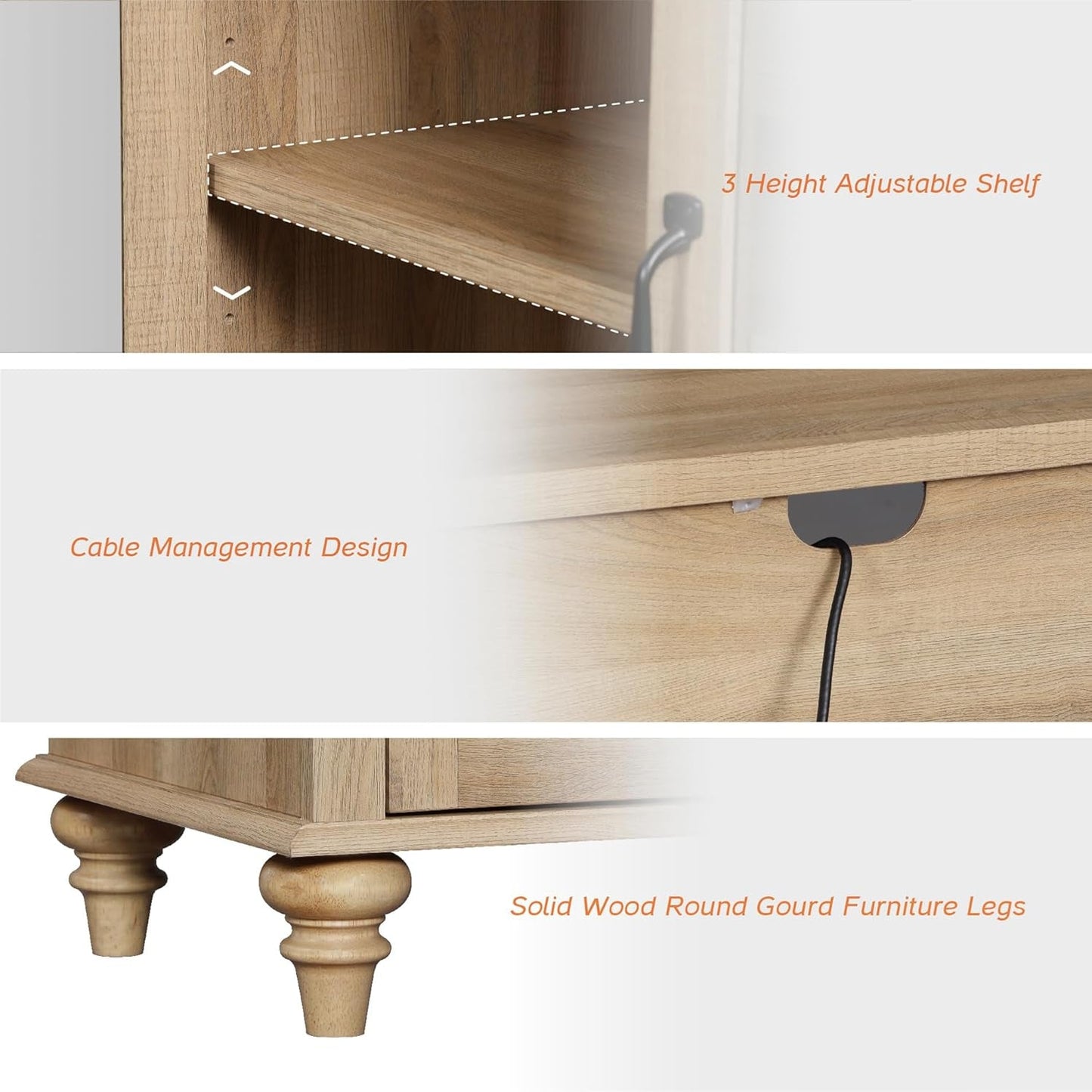 Distressed Oak 56Inch Executive Desk With Charging Station