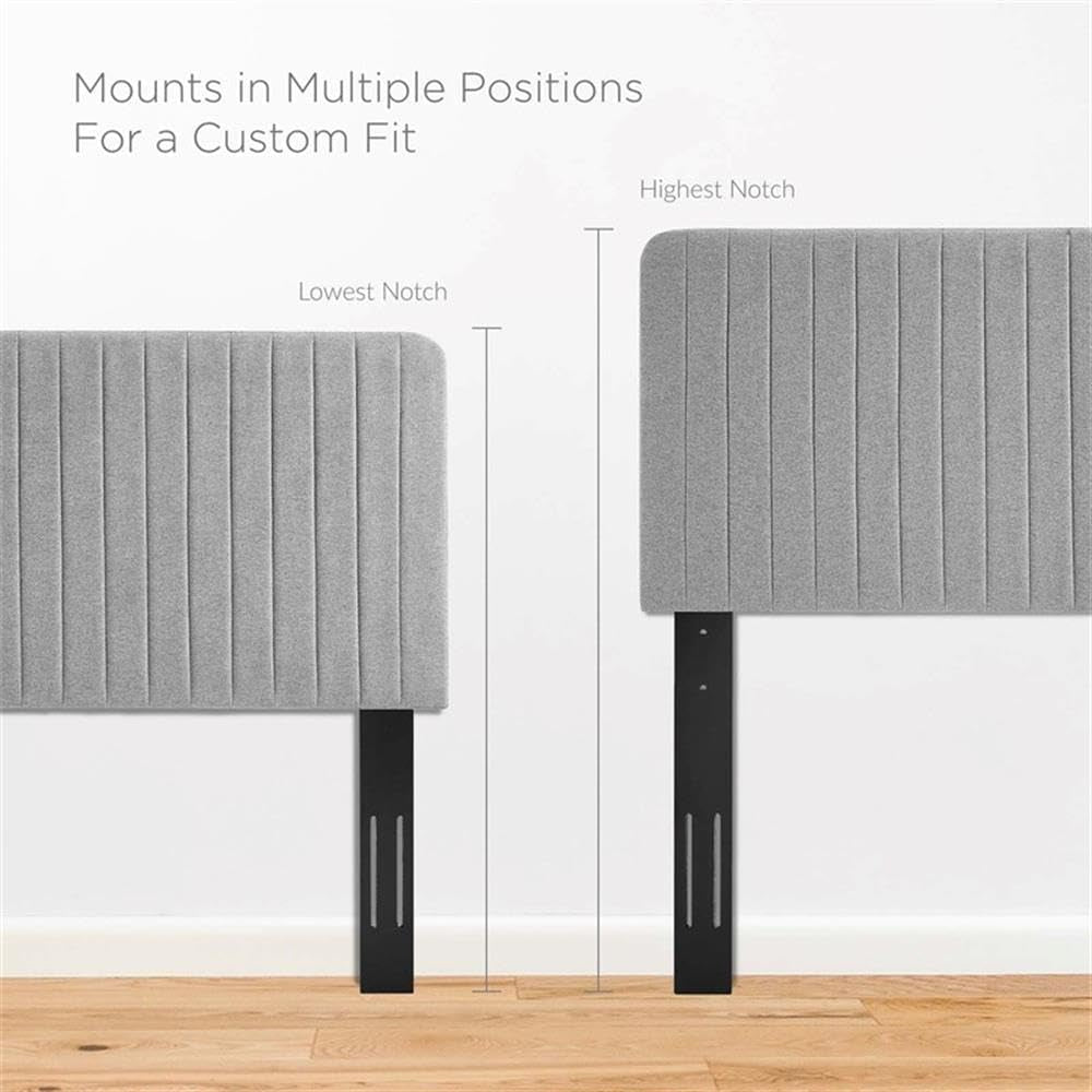 Channel Tufted Light Gray King Headboard With Foam Padding