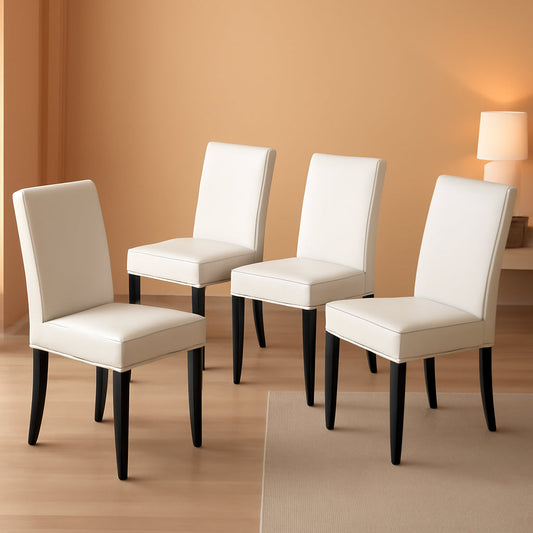 Dining Chair Set Of 4 White Faux Leather Parson Chairs