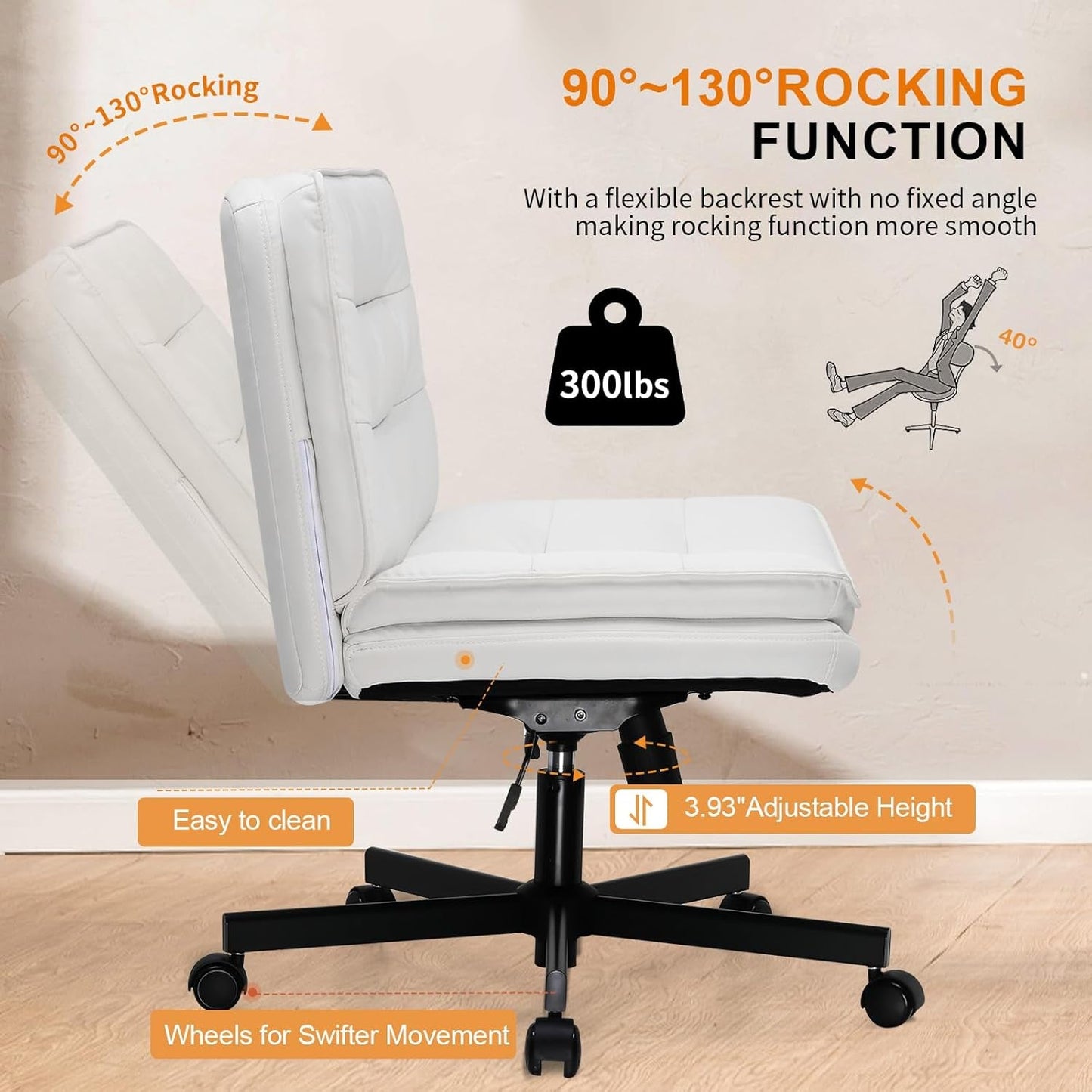 Criss Cross Office Chair Beige With Wheels For Home Office