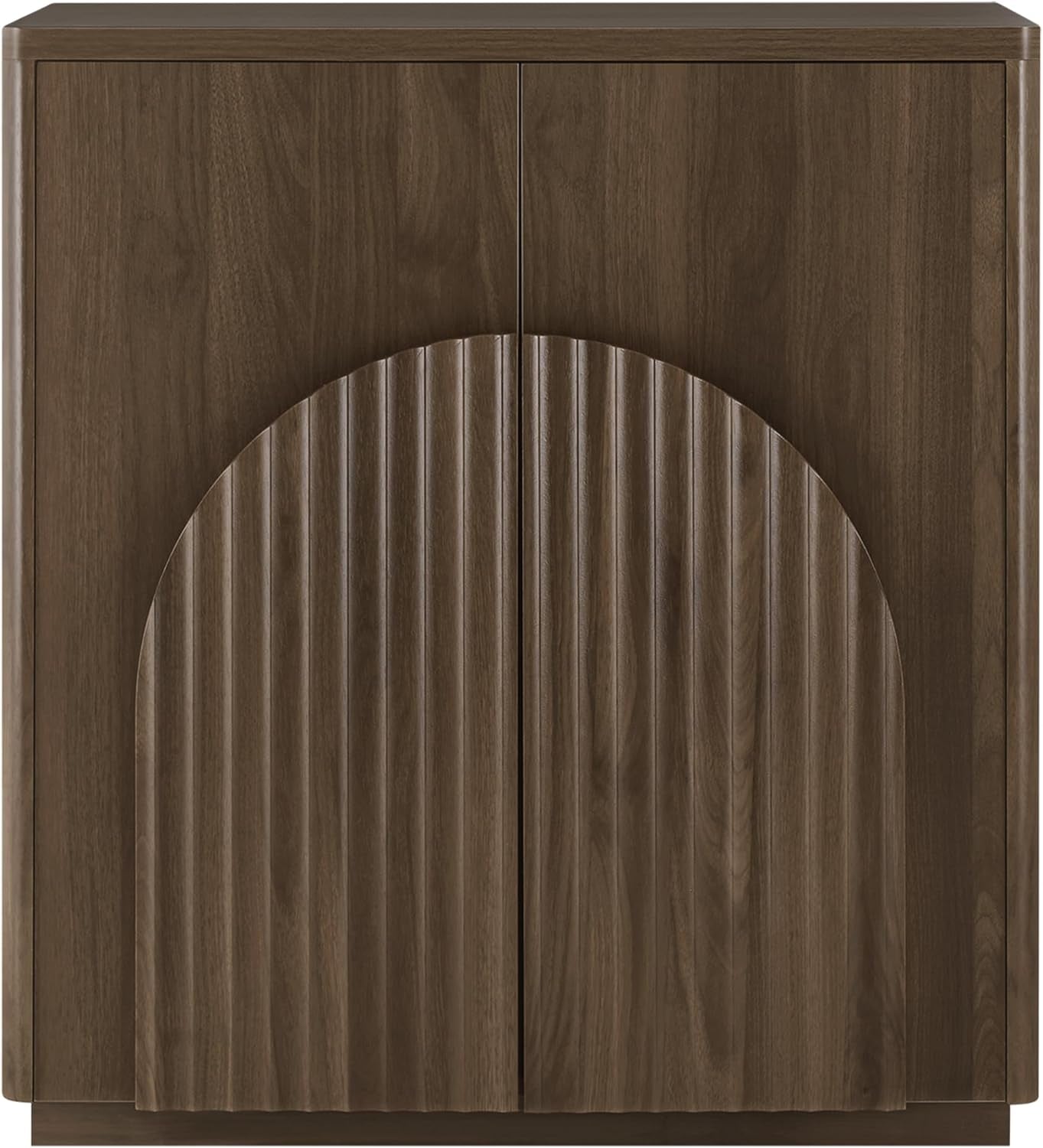 Walnut Sideboard Buffet Cabinet With Generous Storage And Wave Pattern Doors