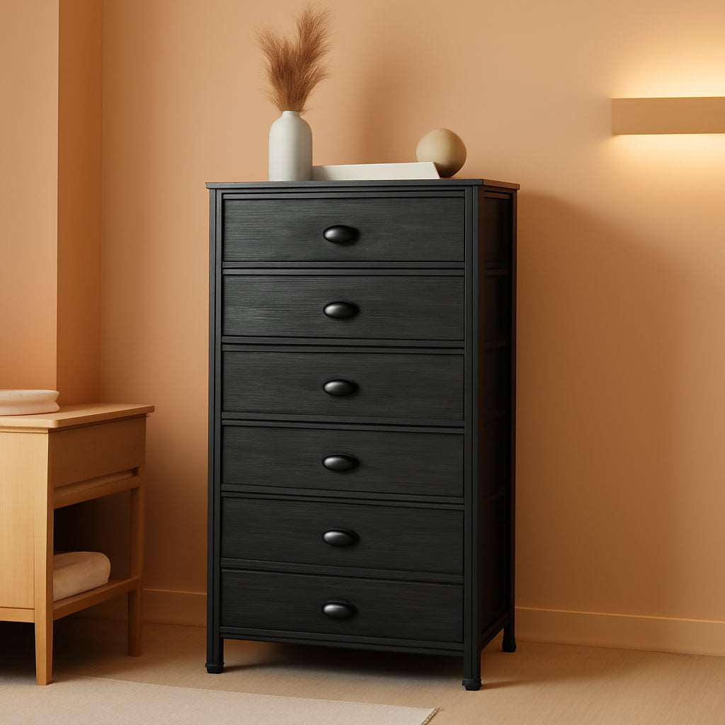 Tall Dresser With 6 Drawers Black Vertical Nightstand