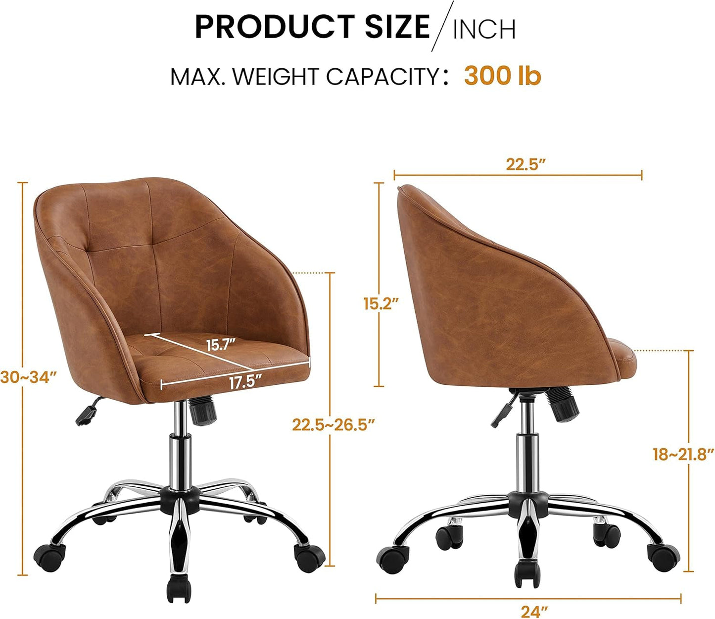 Brown Faux Leather Desk Chair With Adjustable Tilt