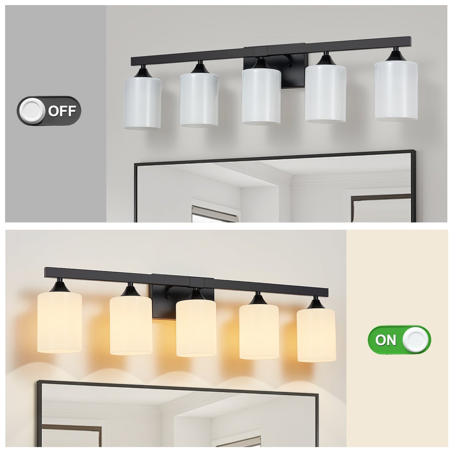 5-Light Matte Bathroom Vanity Wall Light