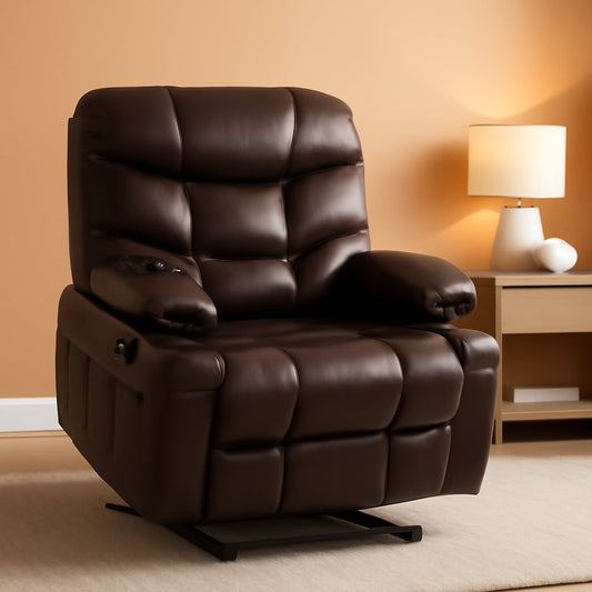 Power Lift Recliner Dark Brown Extended Footrest Chair