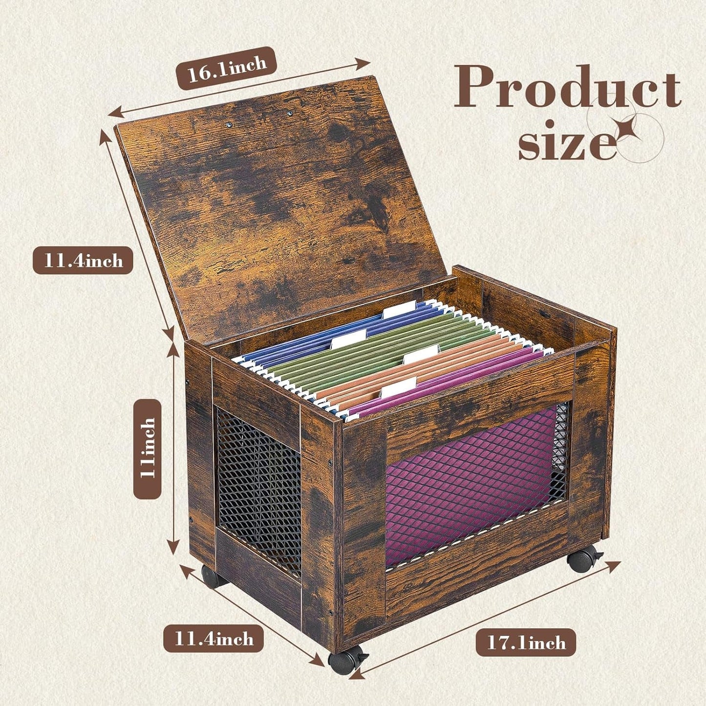 Rolling File Cabinet With Hanging Folders For Mobile Office