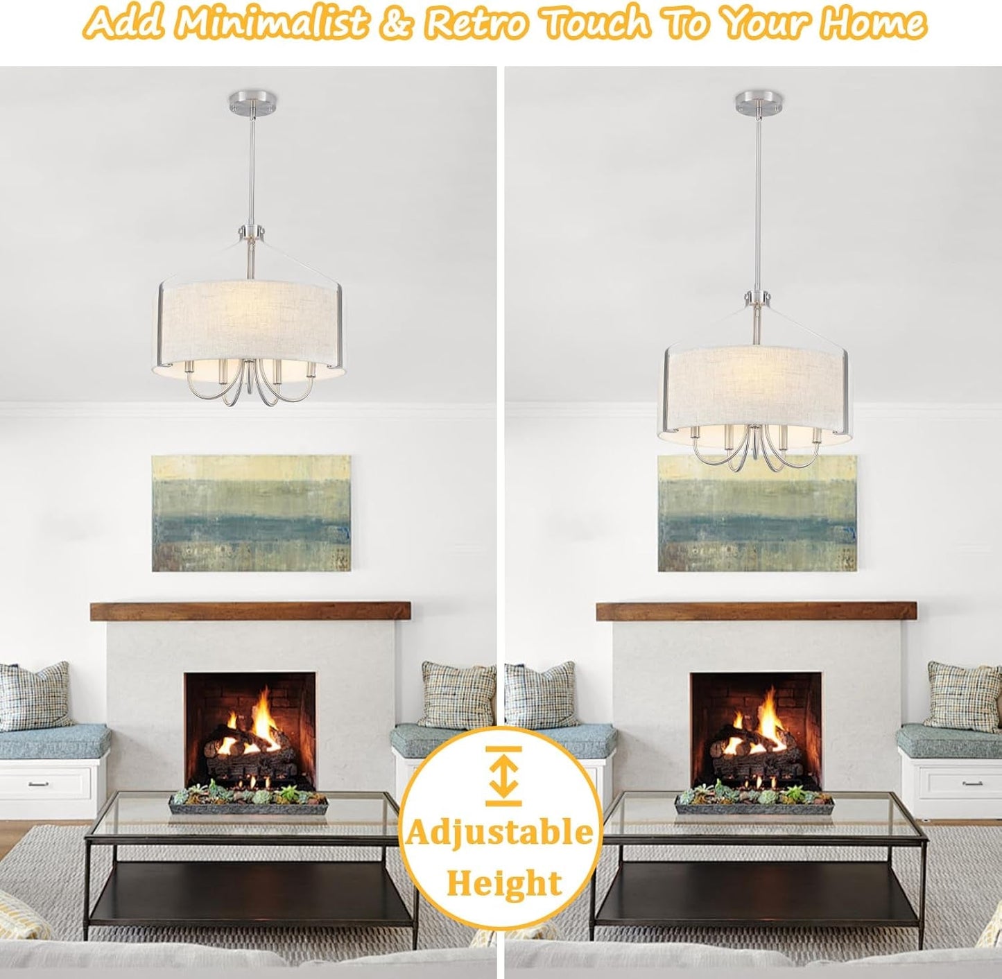 5 Light Drum Chandelier 18 Inch Brushed Nickel Fixture