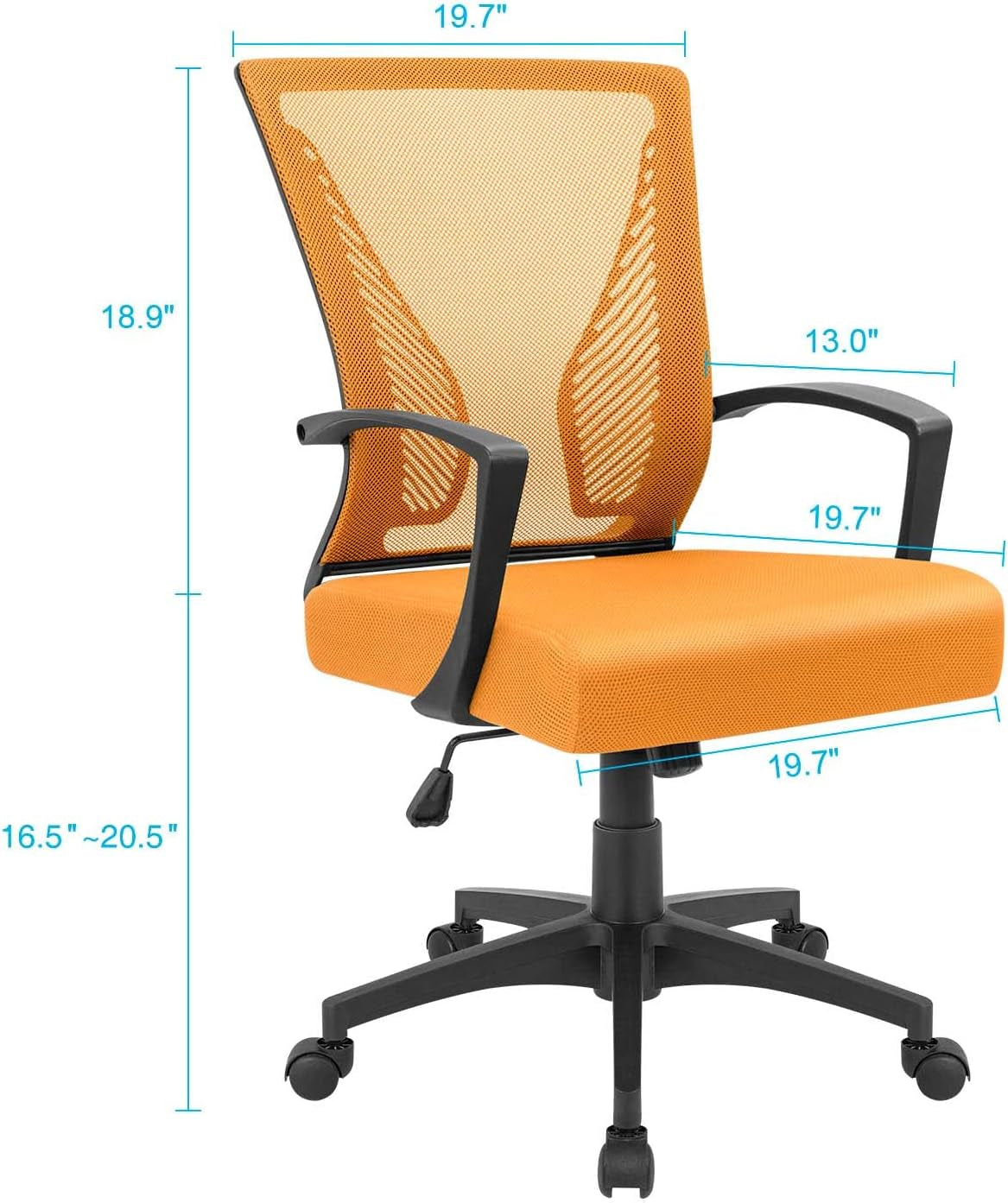 Orange Mesh Office Chair With Ergonomic Lumbar Support