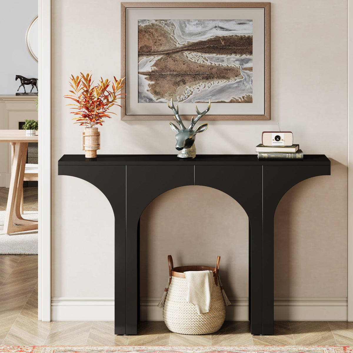 47-Inch Modern Black Console Table