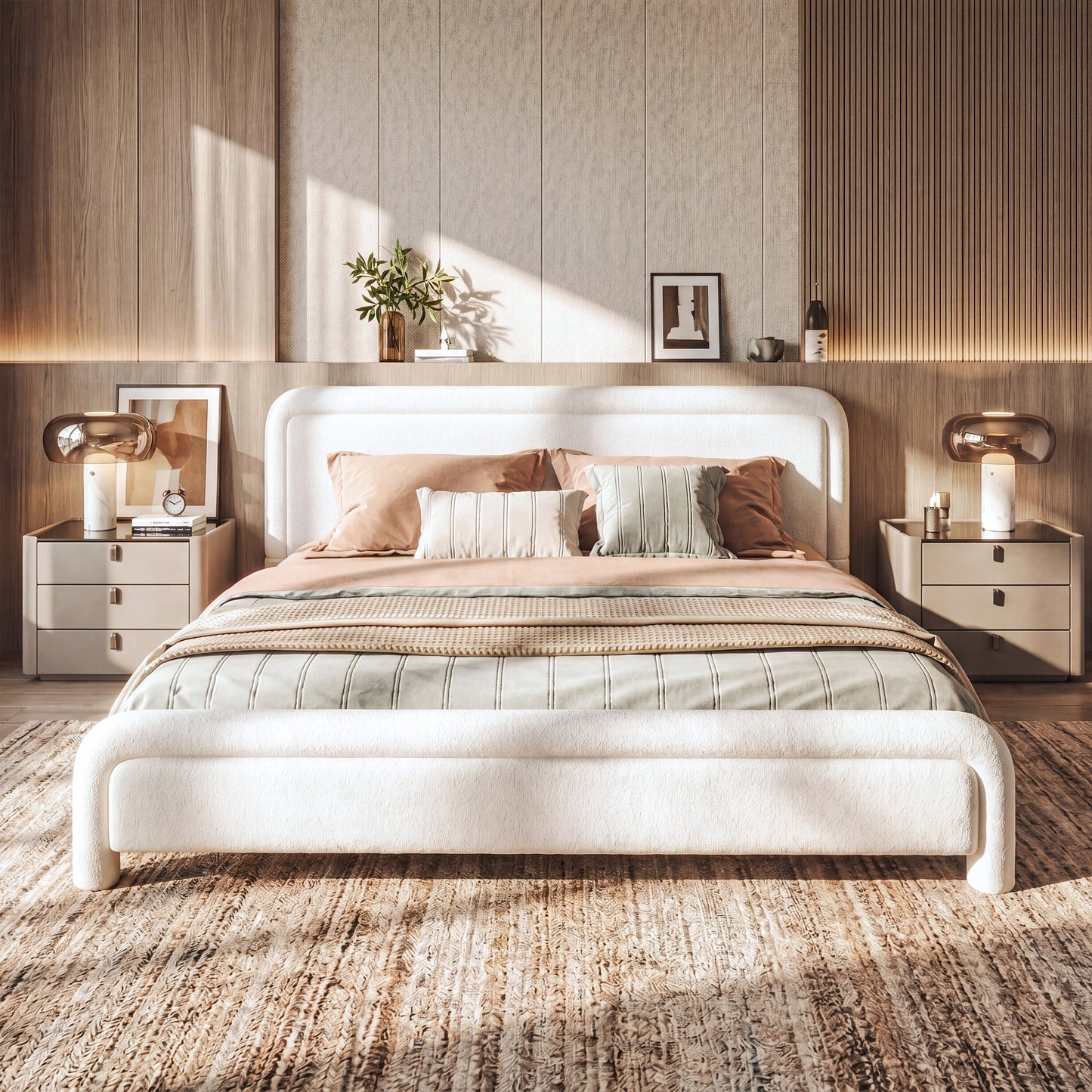 King Size Upholstered Platform Bed Frame
