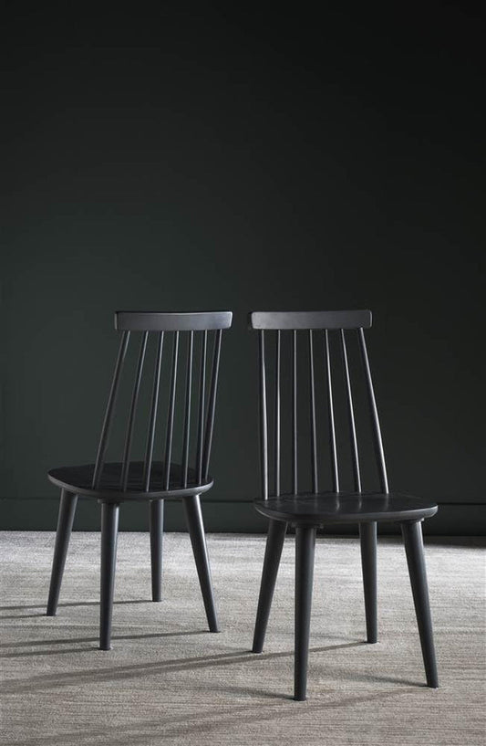 Grey Farmhouse Spindle Side Dining Chairs Set Of 2