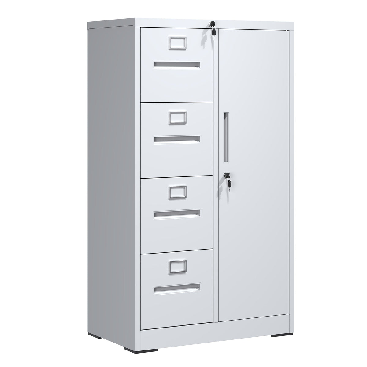 Metal Storage Vertical Filing Cabinet with Lock - White