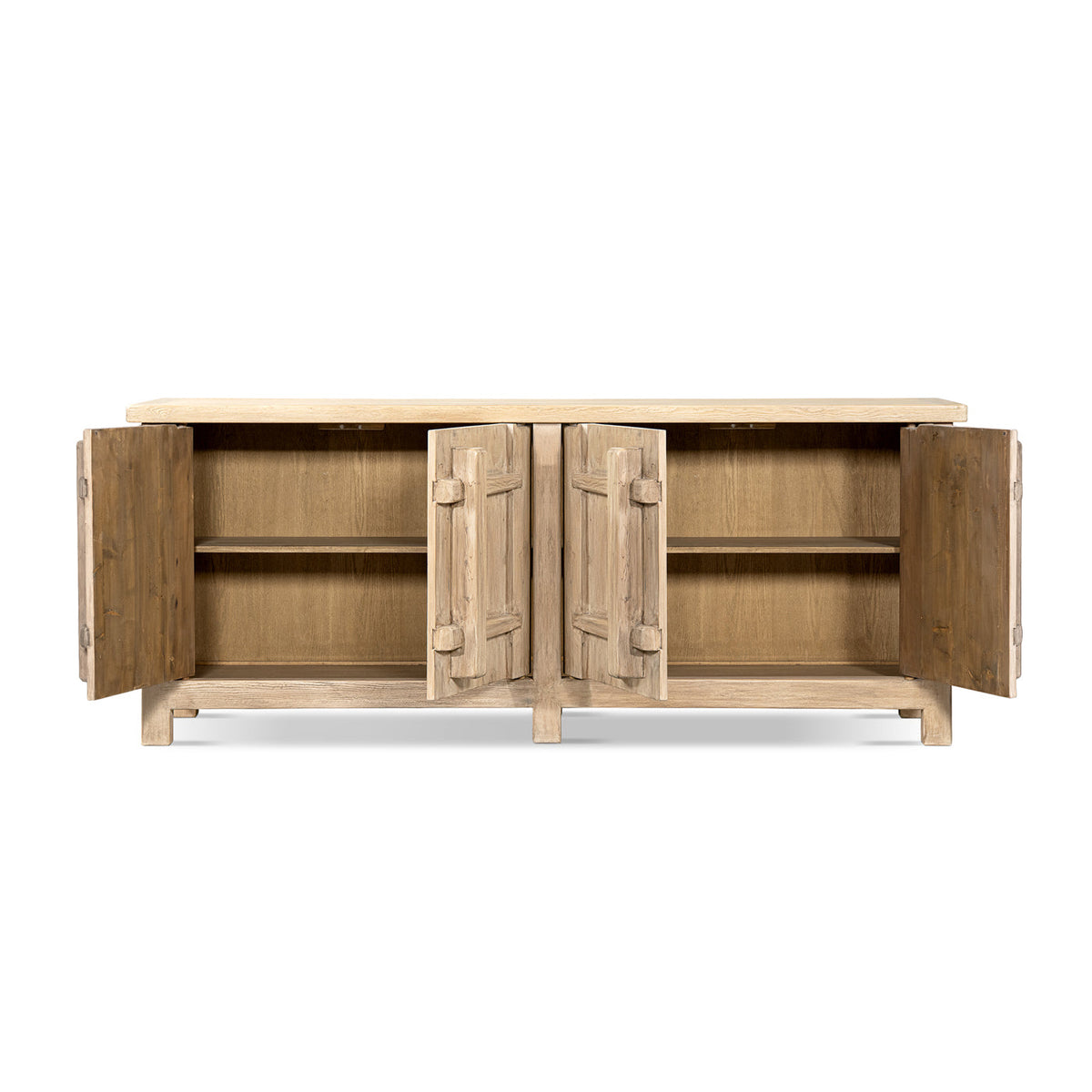 Rowan 91" Reclaimed Pine 4-Door Crossbar Sideboard Cabinet