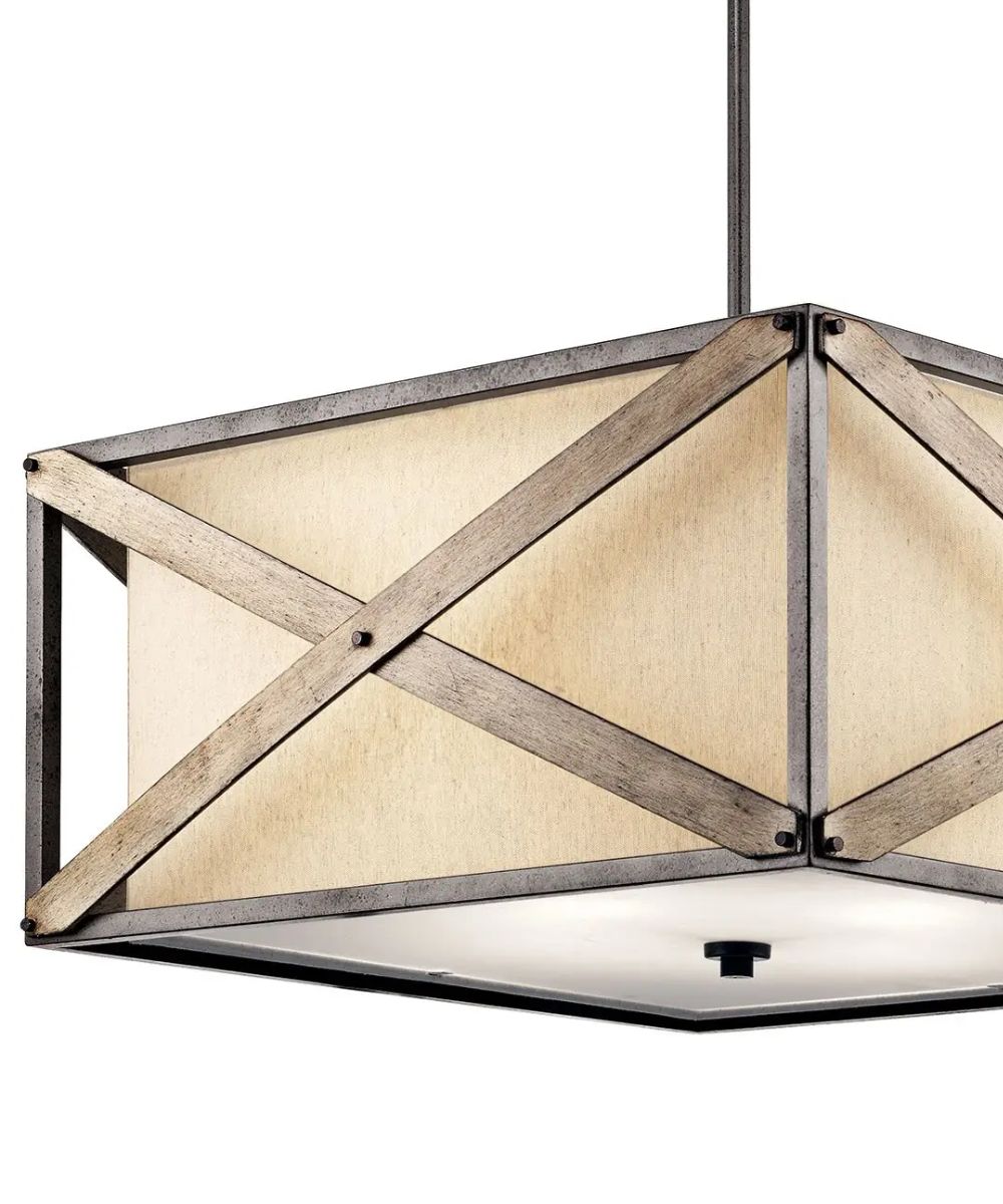 Cahoon 26"W 4-Light Anvil Iron Pendant/Semi-Flush Mount Light by Kichler